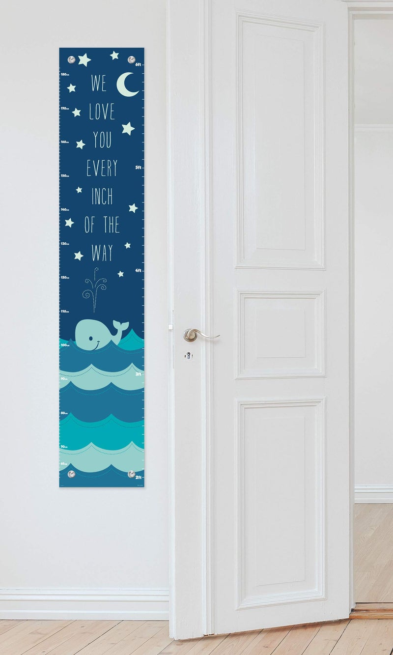 ThisWear Nautical Chart for Kids Love You Every Inch of The Way Aquatic Room Decor Whale Height Growth Chart - Image 2